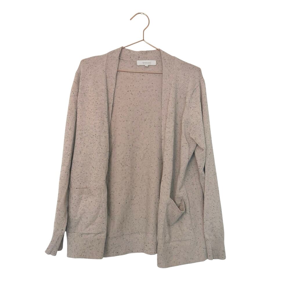 Verve Ami Speckled Beige Open-Front Cardigan size large with pockets